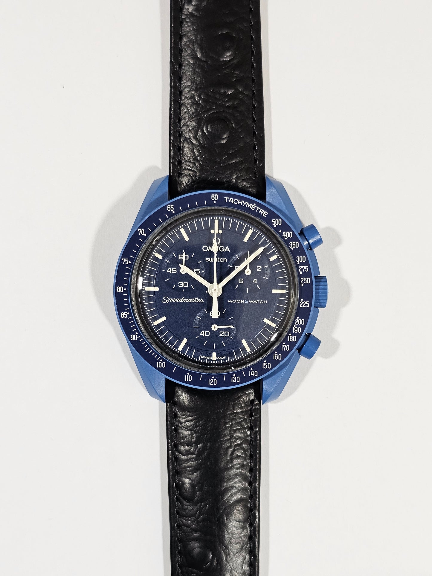 Omega X Swatch MoonSwatch Strap: Embossed Ostrich Leather - Black