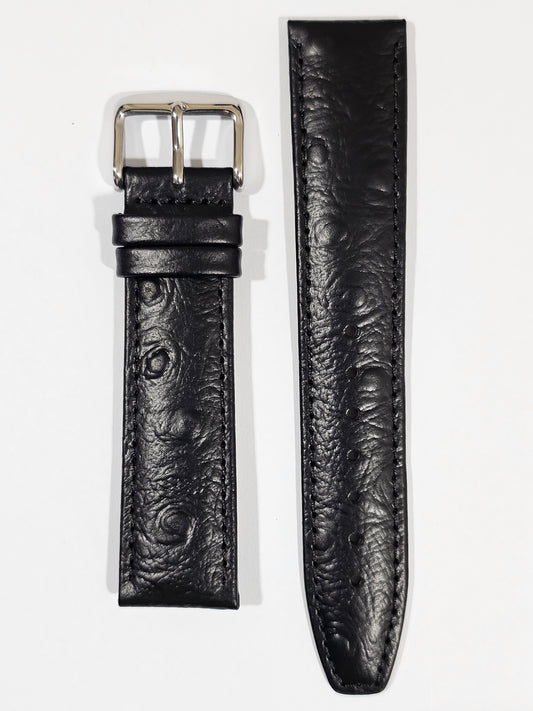 Embossed Ostrich Leather - Black