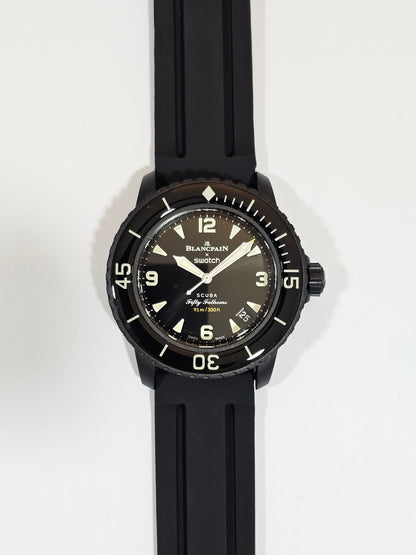 Swatch X Blancpain Fifty Fathoms Strap: Silicone Rubber - Black