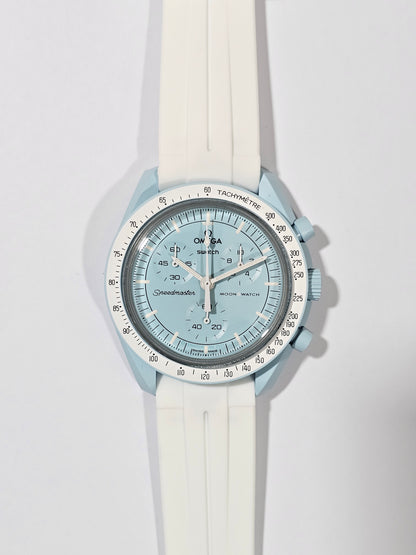 Omega X Swatch Moonphase Strap: Curved Silicone - White