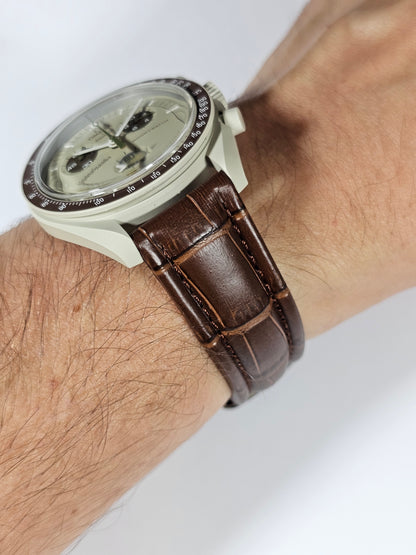 Omega X Swatch MoonSwatch Strap: Embossed Leather - Brown