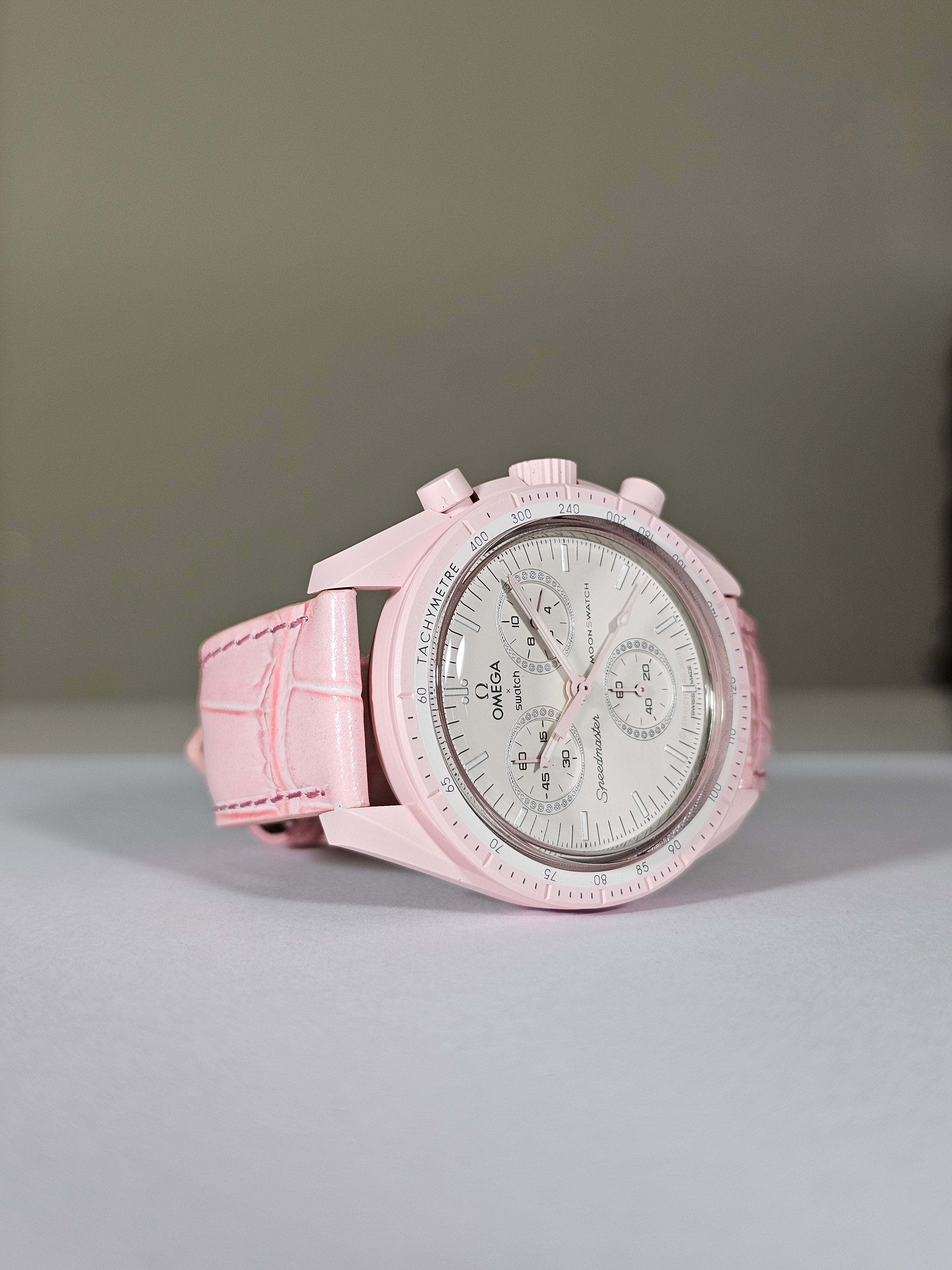 Omega X Swatch MoonSwatch Strap Embossed Leather Pink