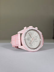 Omega X Swatch MoonSwatch Strap: Embossed Leather - Pink