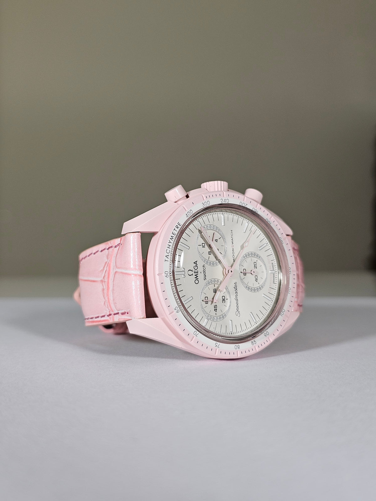 Omega X Swatch MoonSwatch Venus Strap: Embossed Leather - Pink 