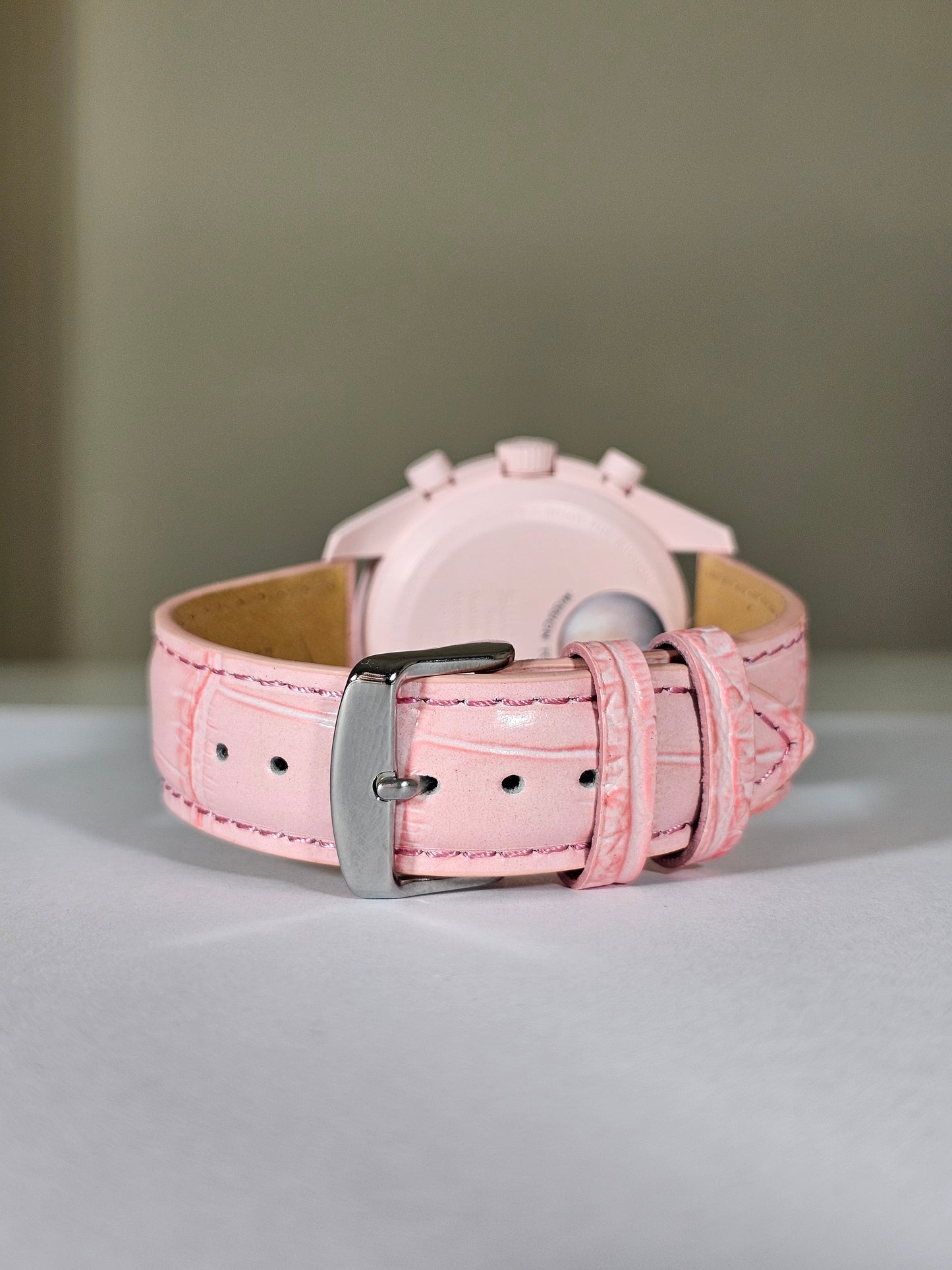 Omega X Swatch MoonSwatch Strap: Embossed Leather - Pink