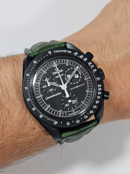 Omega X Swatch MoonSwatch Strap: Embossed Leather - Green