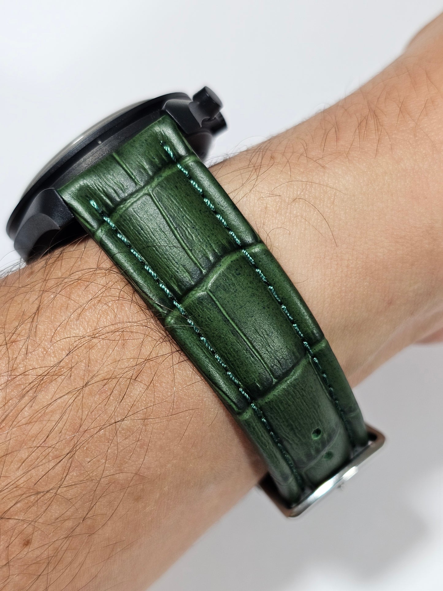 Embossed Leather Watch Strap | Green