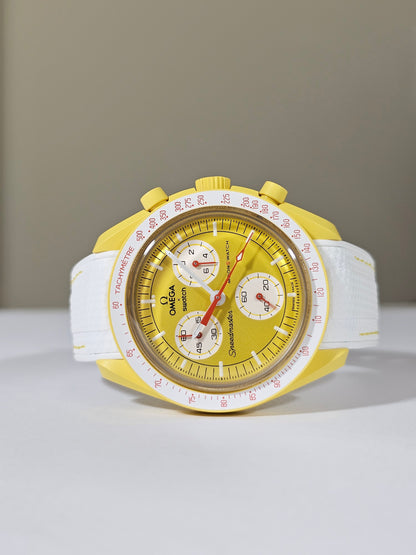 Omega X Swatch MoonSwatch Strap: Rubber Woven - White & Yellow