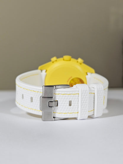 Omega X Swatch MoonSwatch Strap: Rubber Woven - White & Yellow