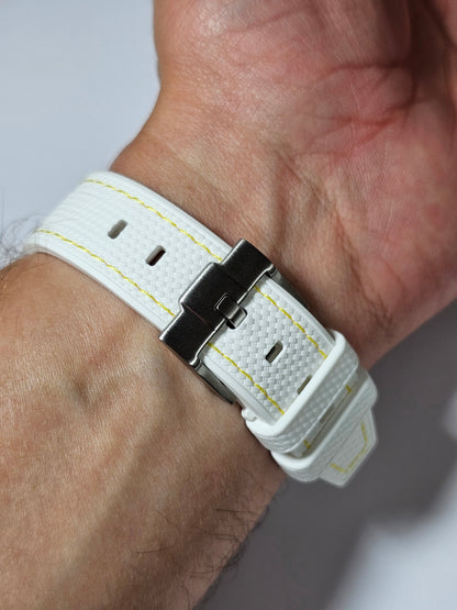 Omega X Swatch MoonSwatch Strap: Rubber Woven - White & Yellow