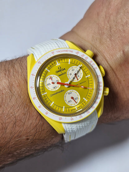 Omega X Swatch MoonSwatch Strap: Rubber Woven - White & Yellow