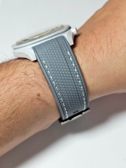 Omega X Swatch MoonSwatch Strap: Rubber Woven - Grey & White