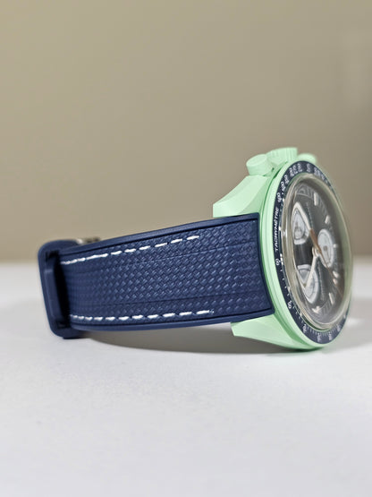 Omega X Swatch MoonSwatch Strap: Rubber Woven - Navy & White