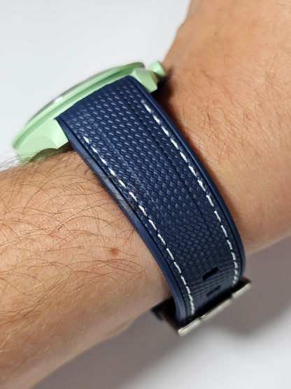 Omega X Swatch MoonSwatch Strap: Rubber Woven - Navy & White