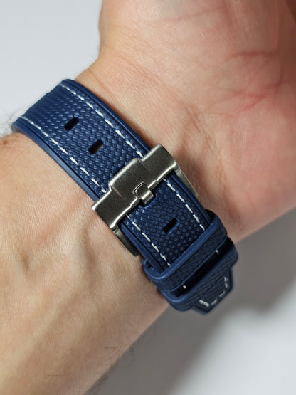 Omega X Swatch MoonSwatch Strap: Rubber Woven - Navy & White