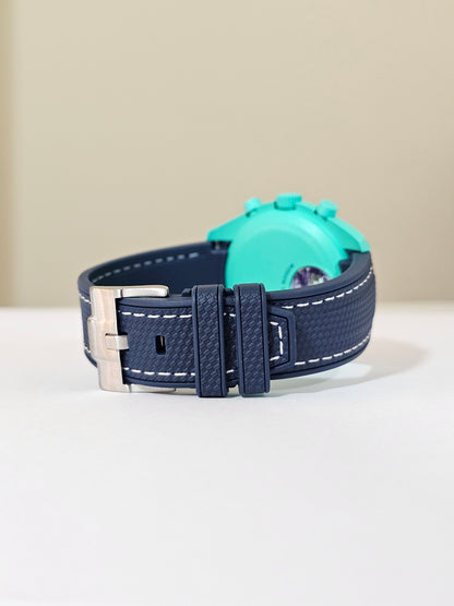 Omega X Swatch MoonSwatch Strap: Rubber Woven - Navy & White