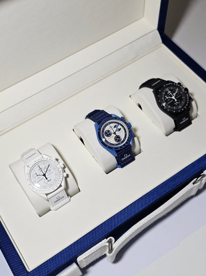 Swatch x OMEGA MoonSwatch Collection: Super Blue Moonphase - Collectors Trio Set