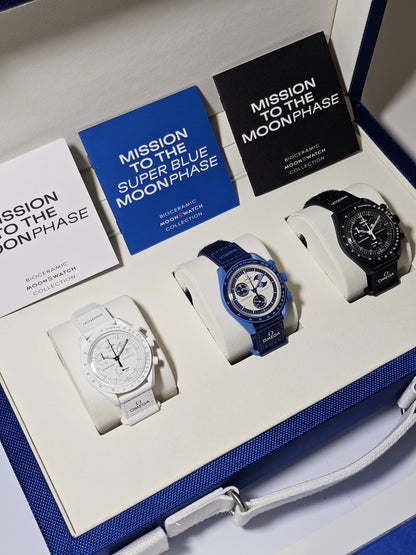 Swatch x OMEGA MoonSwatch Collection: Super Blue Moonphase - Collectors Trio Set