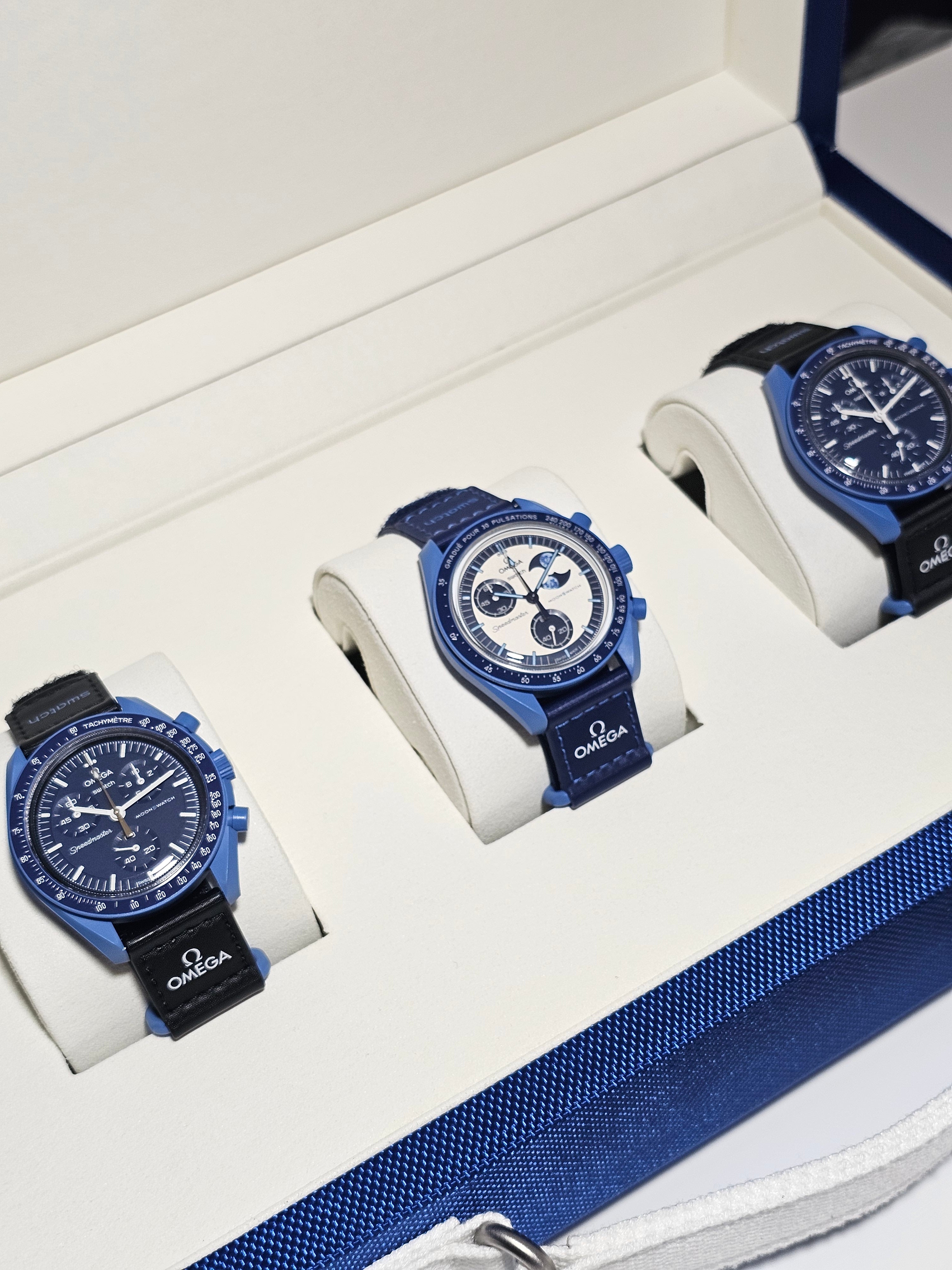 Swatch x OMEGA MoonSwatch: Neptune Collectors Trio Set – MGB WATCHES