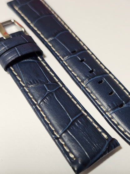 Omega X Swatch Super Blue Moon MoonSwatch Strap: Stitched Embossed Alligator - Navy