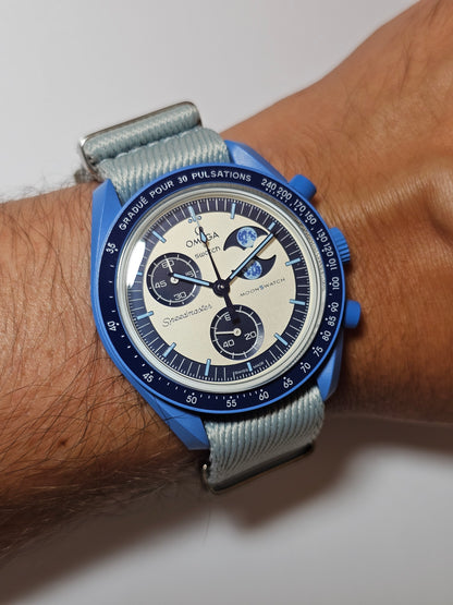 Omega X Swatch Super Blue Moon Strap: Premium - Ice Blue