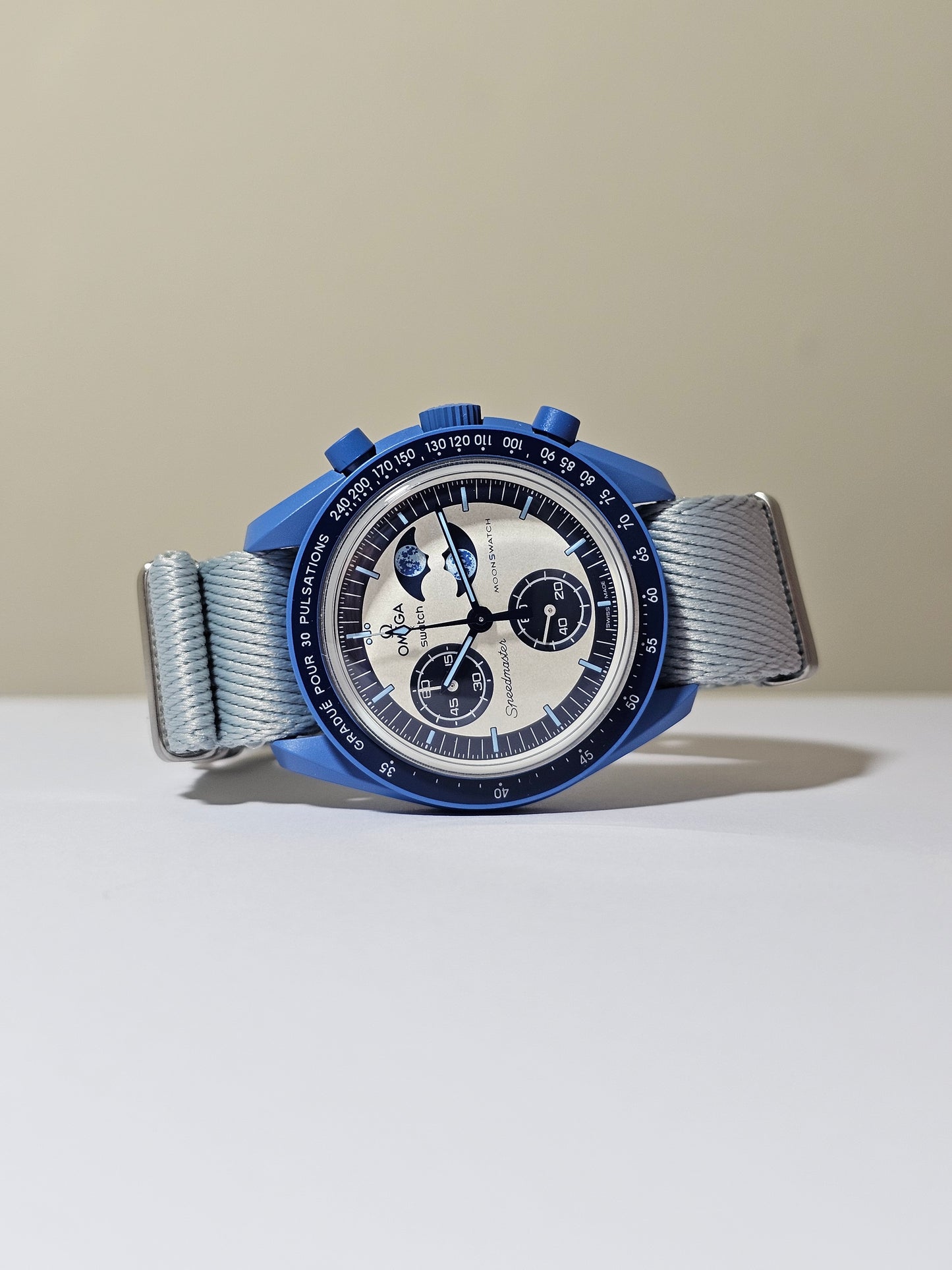 Omega X Swatch Super Blue Moon Strap: Premium NATO - Ice Blue