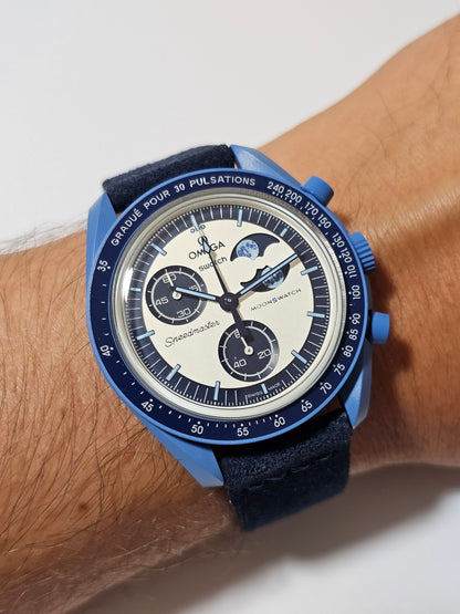 Omega X Swatch Super Blue Moon MoonSwatch Strap: Suede - Navy