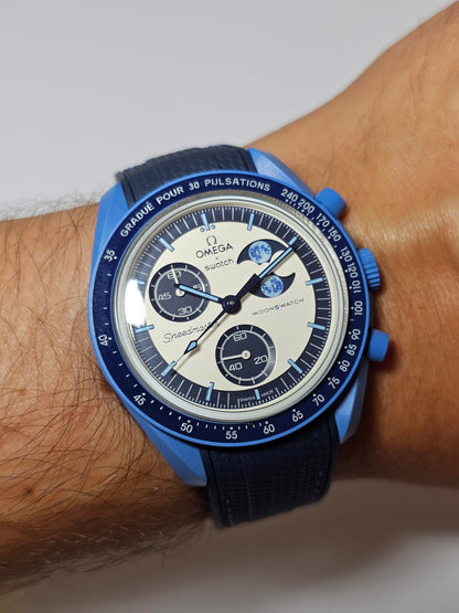 Omega X Swatch MoonSwatch: Super Blue Moon Strap - Navy & Light Blue