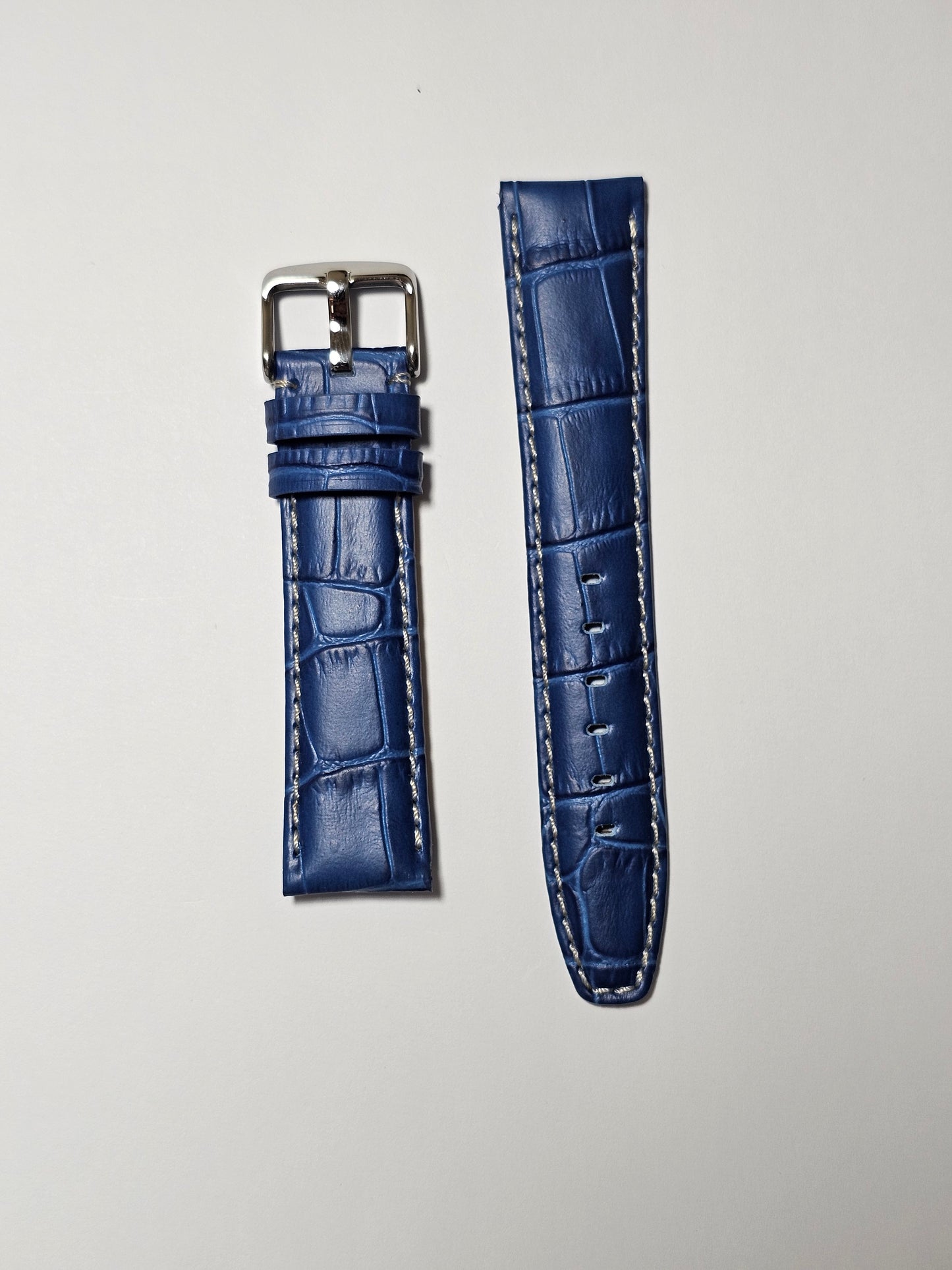 Omega X Swatch Super Blue Moon MoonSwatch Strap: Stitched Embossed Alligator - Blue