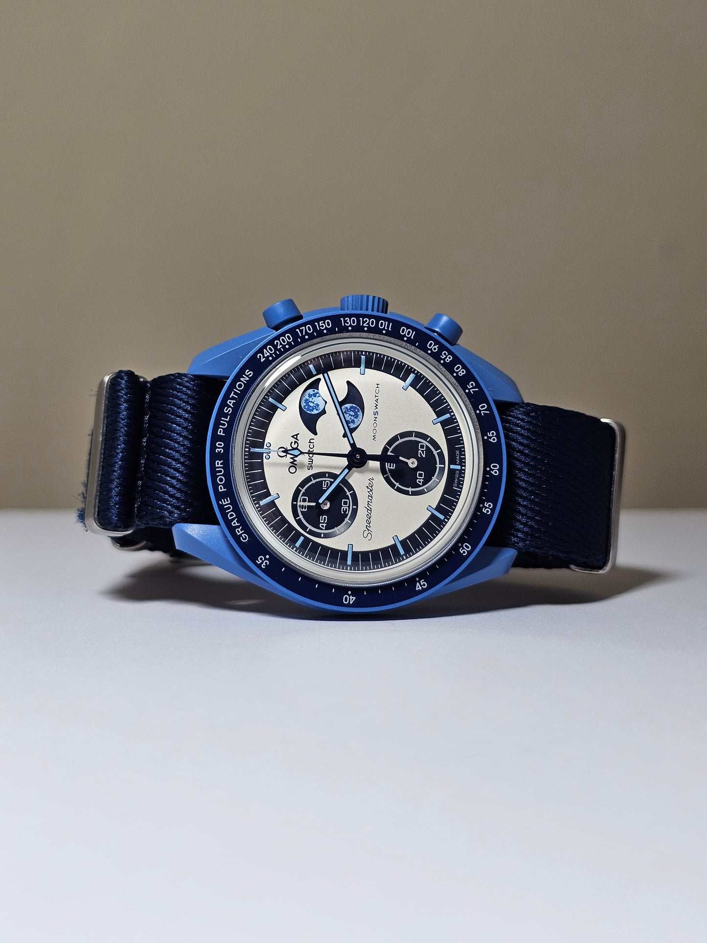 Omega X Swatch Super Blue Moon Strap: Premium NATO - Navy