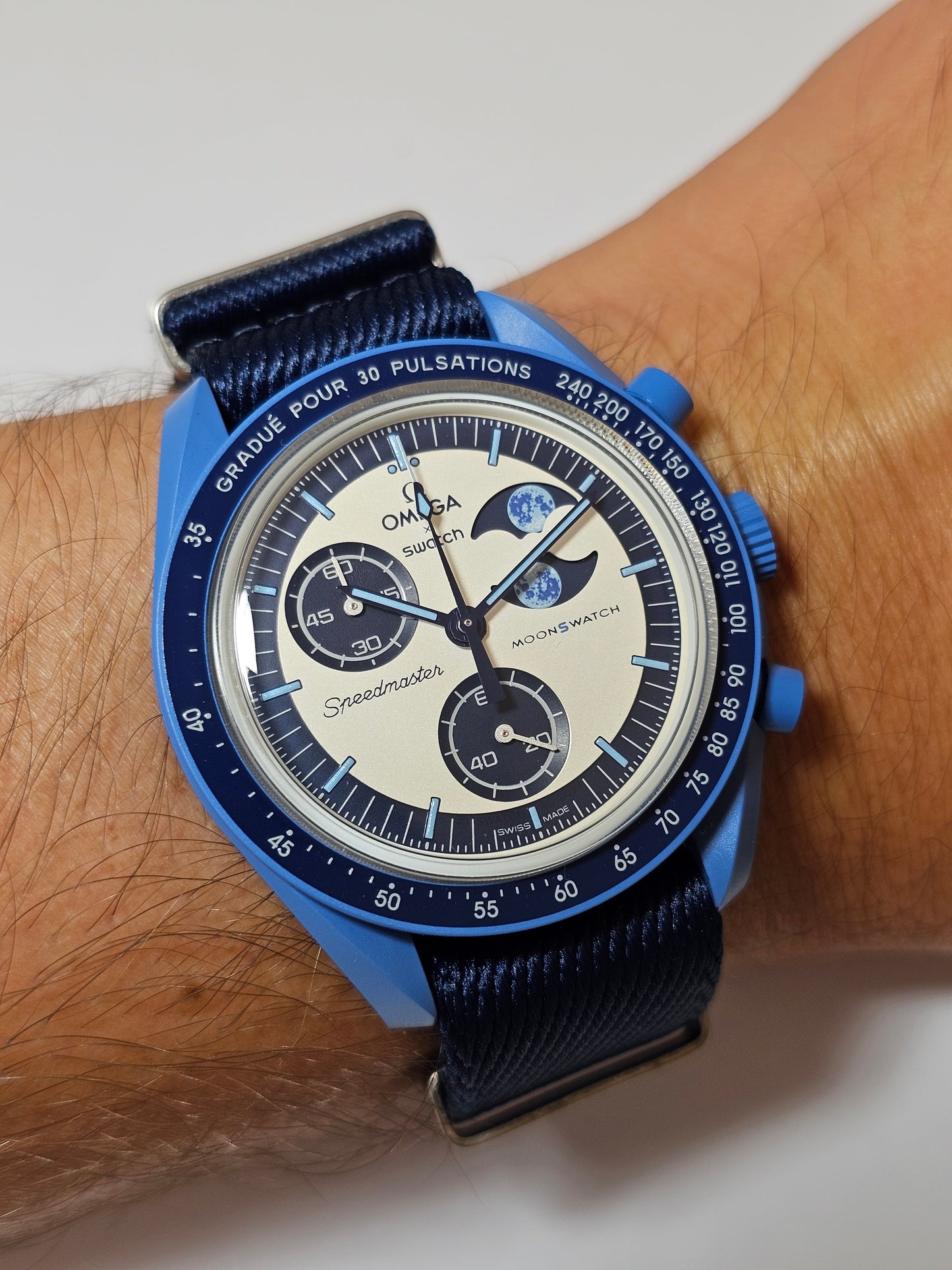 Omega X Swatch Super Blue Moon Strap: Premium NATO - Navy