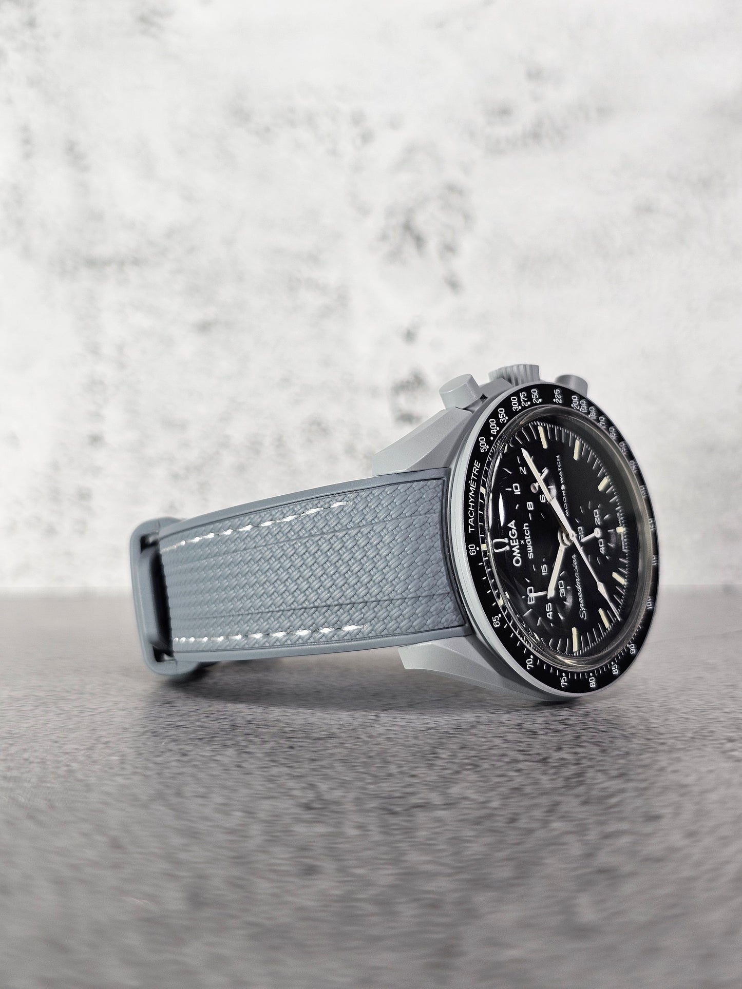 Omega X Swatch MoonSwatch Strap: Rubber Woven - Grey & White Moon