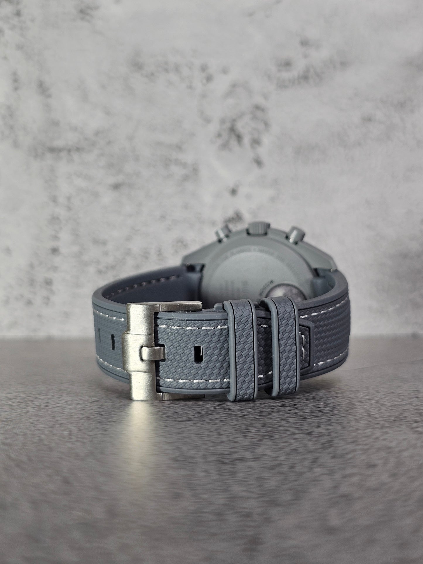 Omega X Swatch MoonSwatch Strap: Rubber Woven - Grey & White Moon