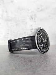 Omega X Swatch MoonSwatch Strap: Stitched Rubber Woven - Black & White Moon