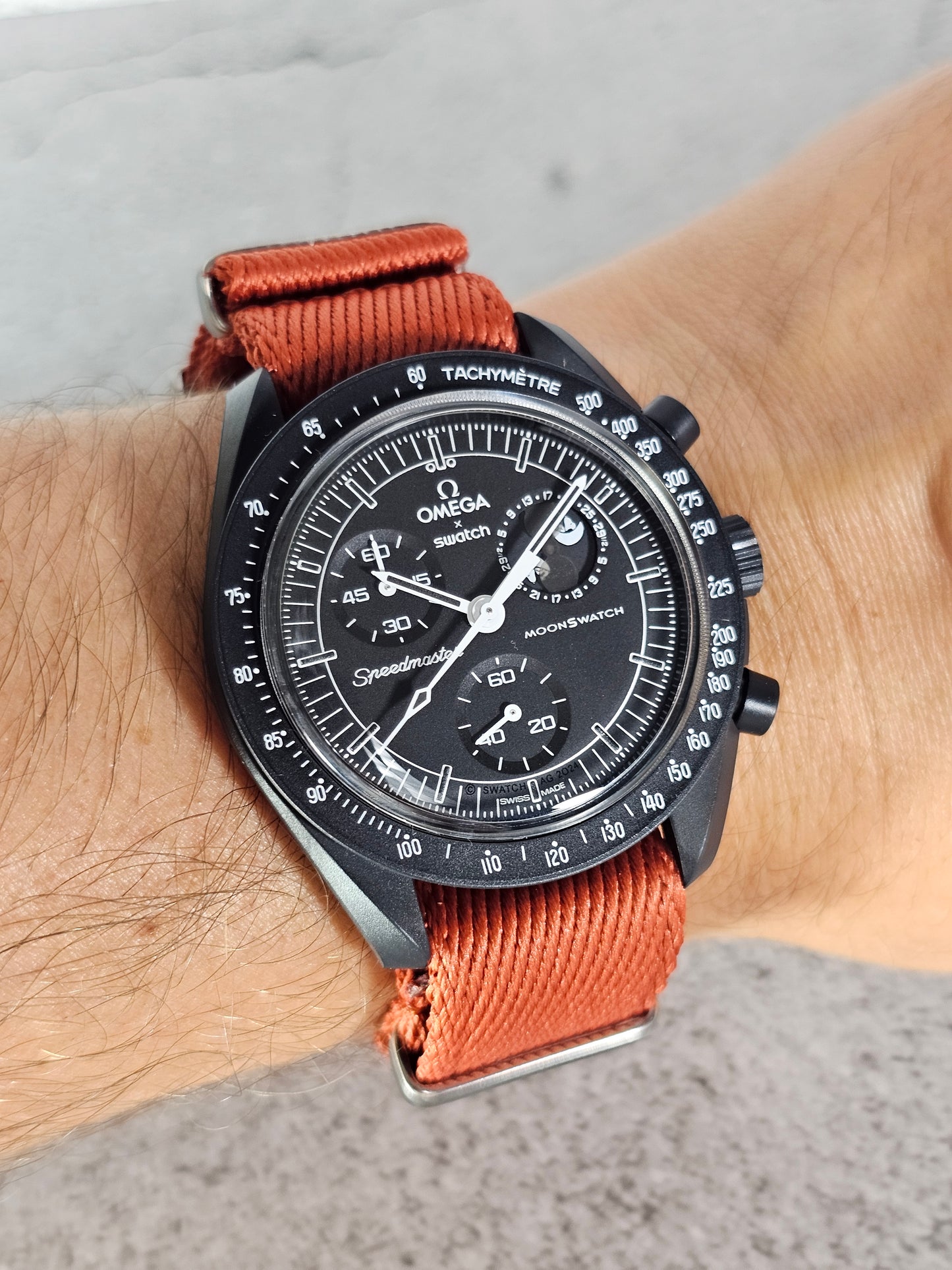 Omega X Swatch MoonSwatch Strap: Premium NATO - Burnt Orange