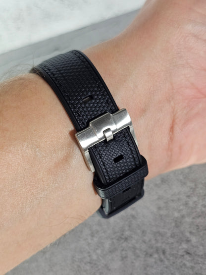 Omega X Swatch MoonSwatch Strap: Stitched Rubber Woven - Black Snoopy