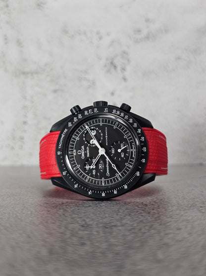 Omega X Swatch MoonSwatch Strap: Rubber Woven - Red & White