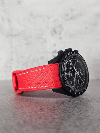 Omega X Swatch MoonSwatch Strap: Rubber Woven - Red & White