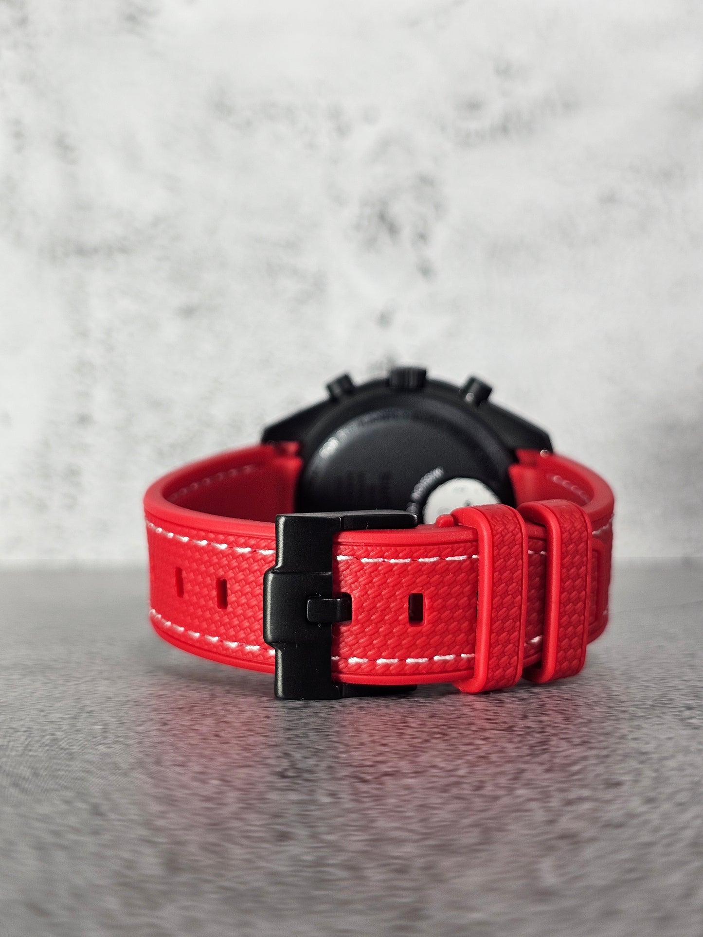 Omega X Swatch MoonSwatch Strap: Rubber Woven - Red & White