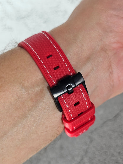 Omega X Swatch MoonSwatch Strap: Rubber Woven - Red & White