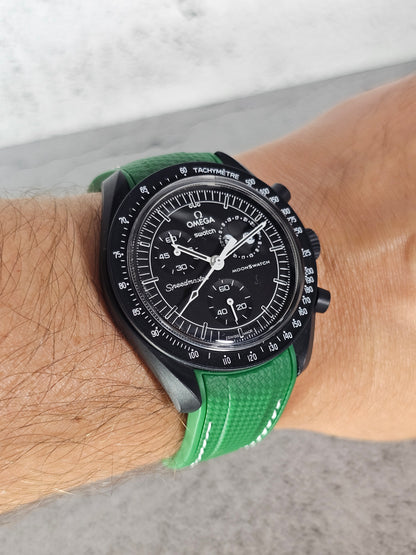 Omega X Swatch MoonSwatch Strap: Rubber Woven - Green & White