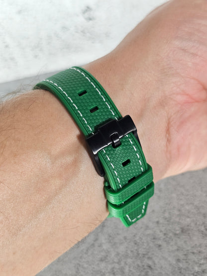 Omega X Swatch MoonSwatch Strap: Rubber Woven - Green & White