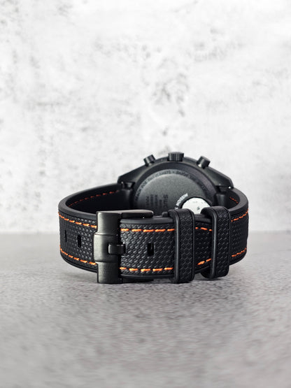 Omega X Swatch MoonSwatch Strap: Stitched Rubber Woven - Black & Orange