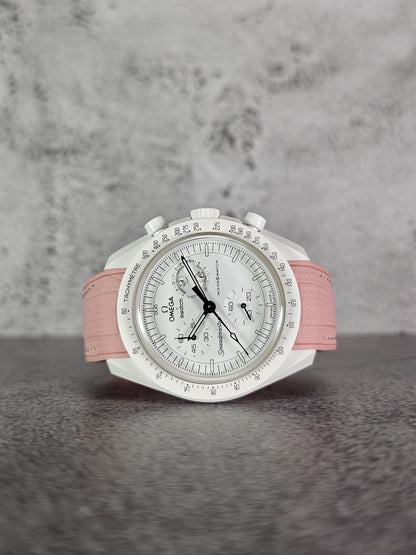 Omega X Swatch MoonSwatch Strap: Stitched Rubber Woven - Pink Snoopy