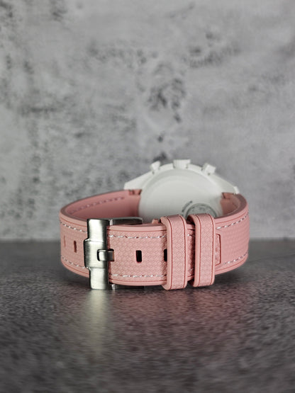 Omega X Swatch MoonSwatch Strap: Stitched Rubber Woven - Pink Snoopy