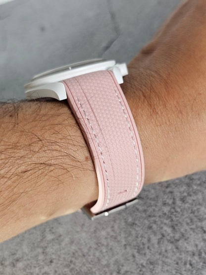 Omega X Swatch MoonSwatch Strap: Stitched Rubber Woven - Pink Snoopy