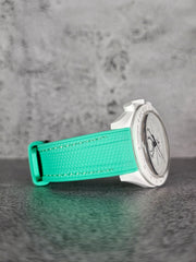 Omega X Swatch MoonSwatch Strap: Navy Rubber Woven - Turquoise