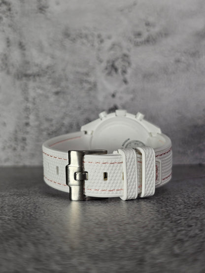 Omega X Swatch MoonSwatch Snoopy Strap: Rubber Woven - White & Pink