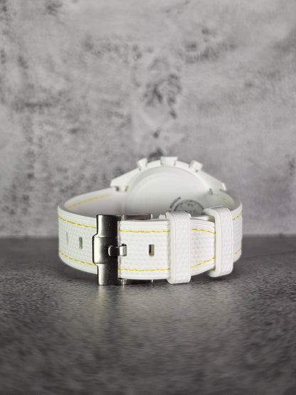 Omega X Swatch MoonSwatch Snoopy Strap: Rubber Woven - White & Yellow