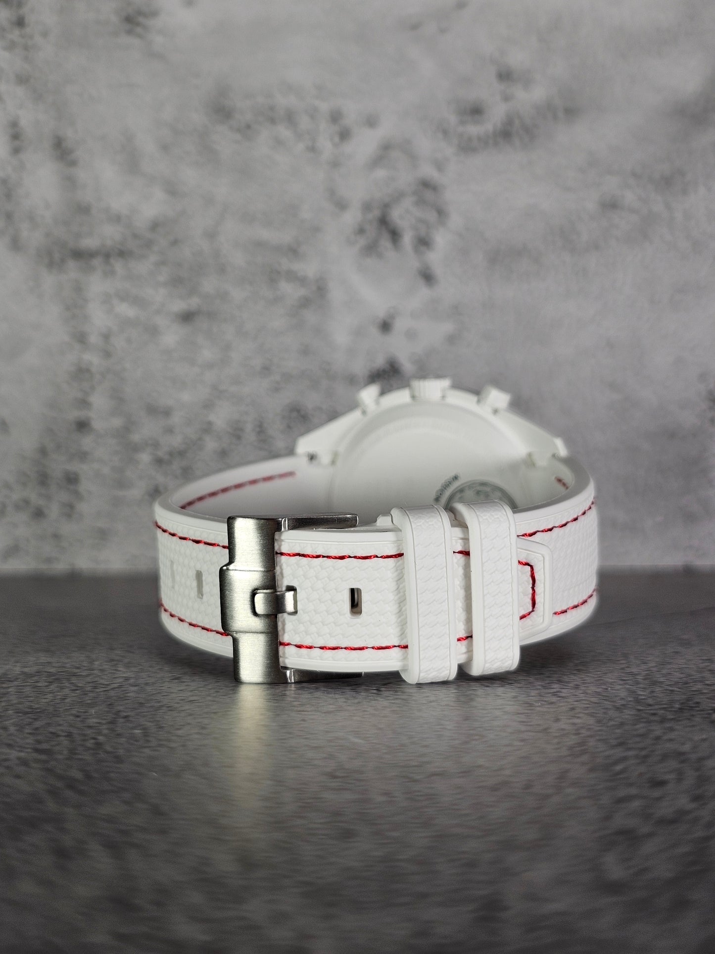 Omega X Swatch MoonSwatch Snoopy Strap: Rubber Woven - White & Red